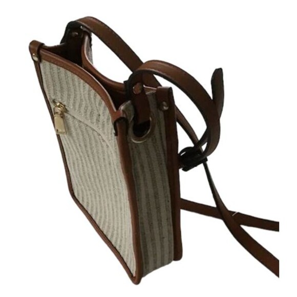 Simply Noelle Crossbody Bag Shoulder Purse Whiskey Blue Stripes Faux Leather NEW - Picture 4 of 6